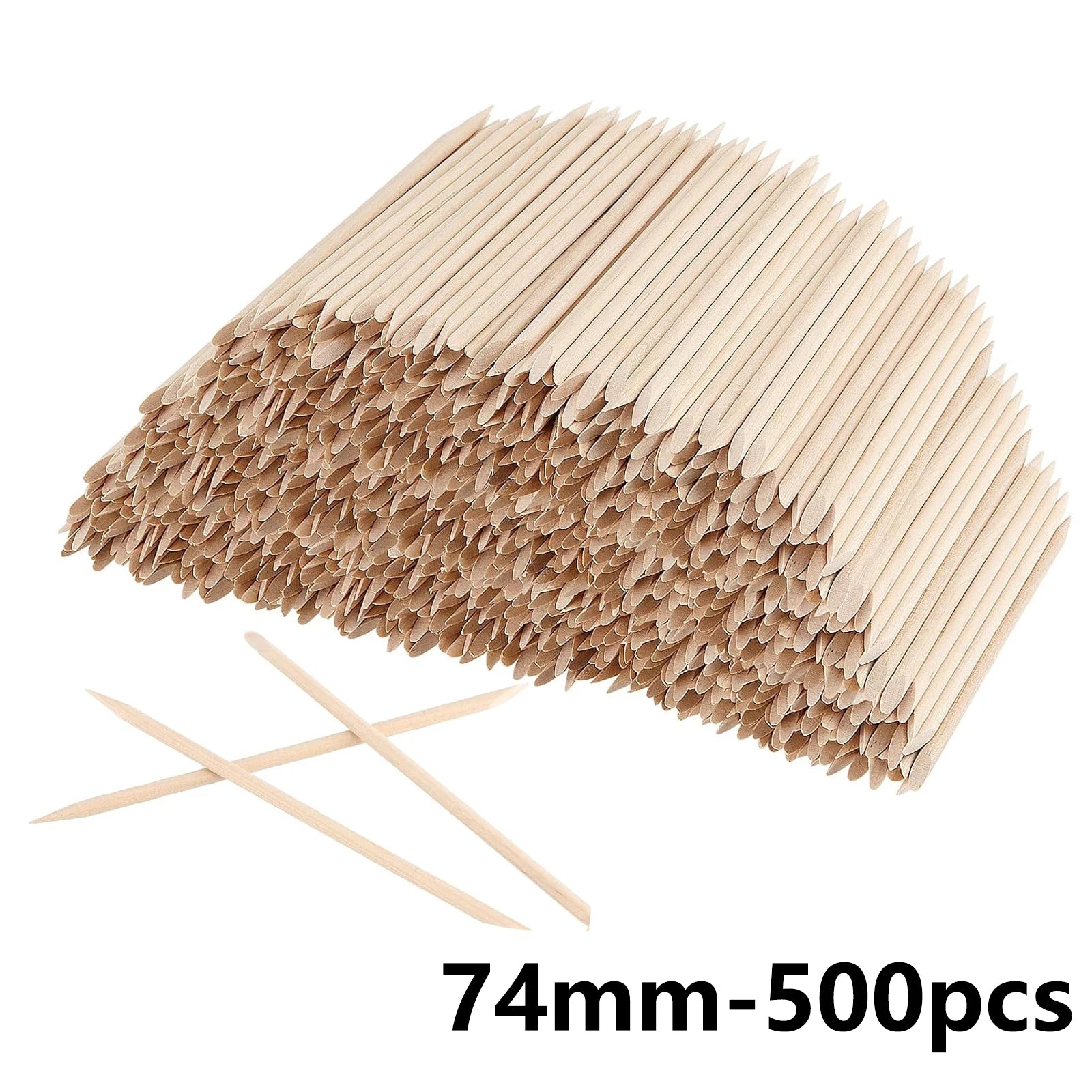 100/50pcs Nail Art Pusher Orange Wood Sticks Cuticle Pusher Remover Rhinestones Dottin close-up view