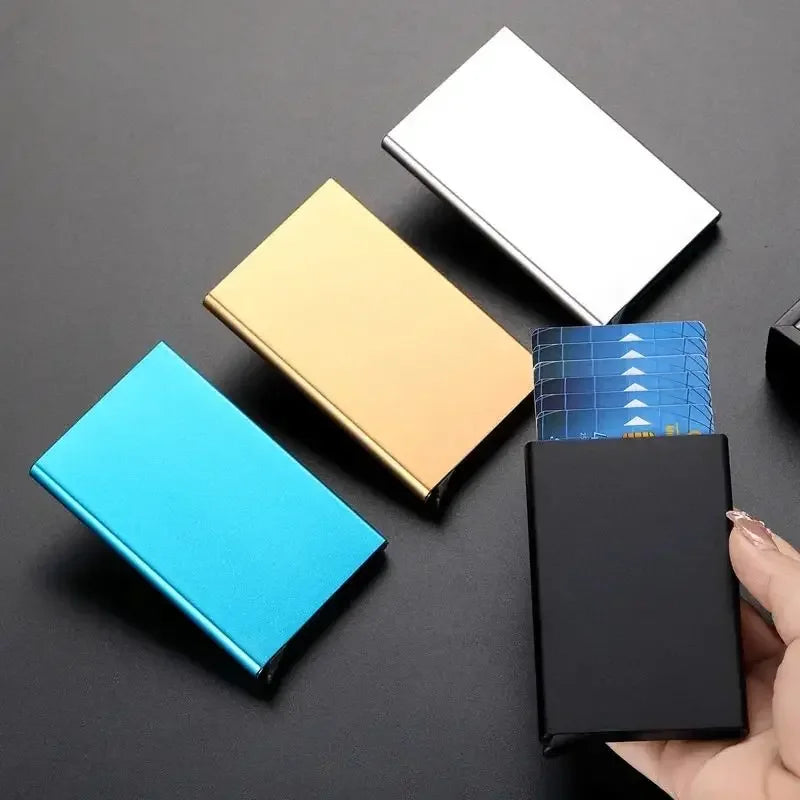 RFID Blocking Metal Wallet | Slim Pop Up Card Holder for Men and Women close-up view