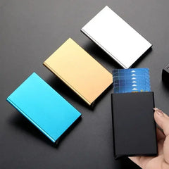 RFID Smart Wallet Card Holder | Metal Pop Up Minimalist Wallet close-up view