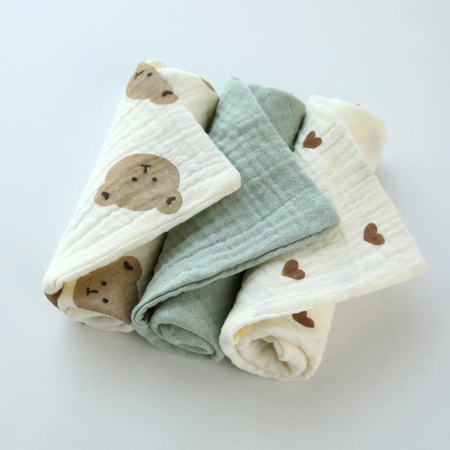 3/5 Pieces of Gauze Square Towels | Soft Cotton Baby Burp Cloths and Handkerchiefs close-up view