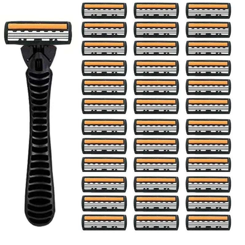 3-Layer Shaver Sack Premium Stainless Steel Safety Razor with Replaceable Blades - Smooth and Comfortable Shave for Men and Wome