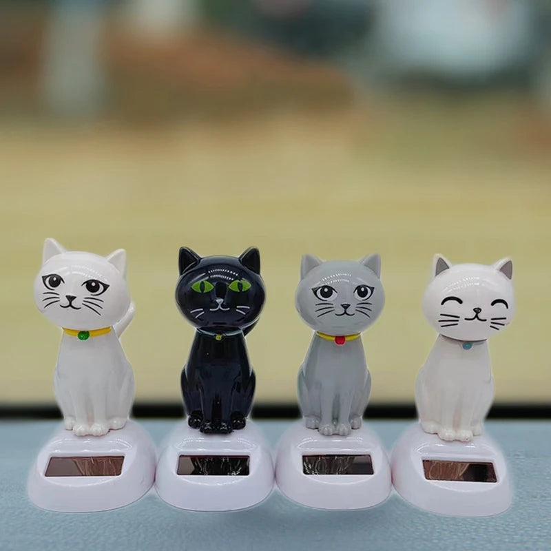 1pc Car Decoration Solar Energy Decoration Shaking Head Doll Cartoon Cat Shape Decora alternate view