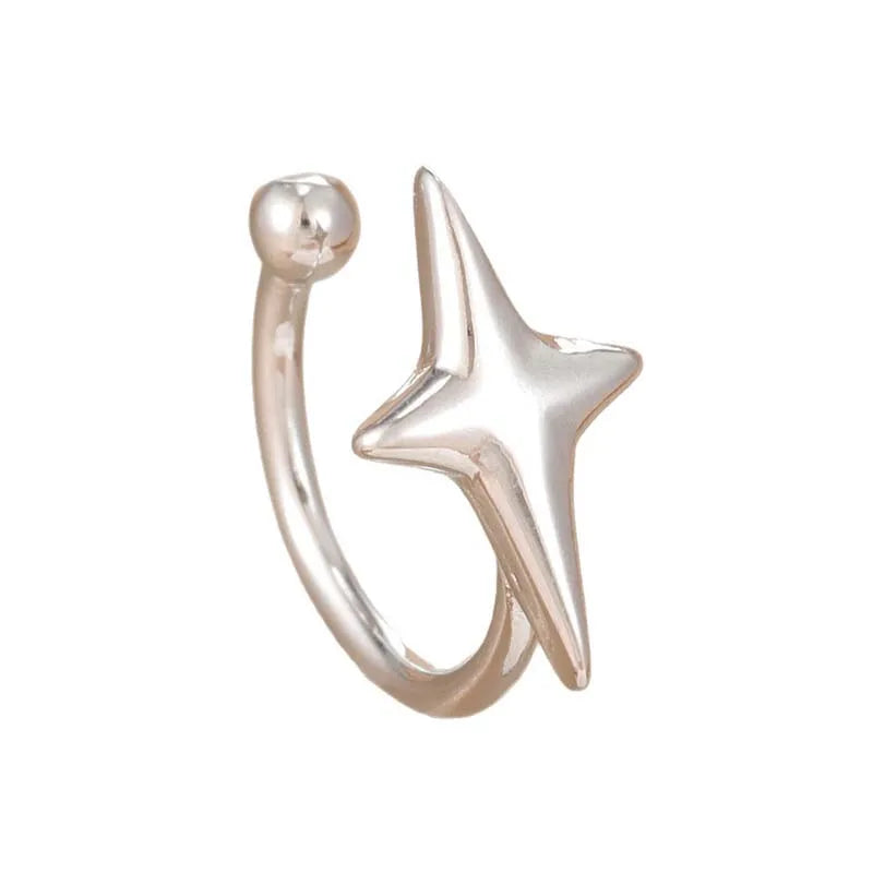 1Pcs Fashion Gold Color Cross Star Ear Clip For Women Girls Simple Metal C-shaped W additional angle