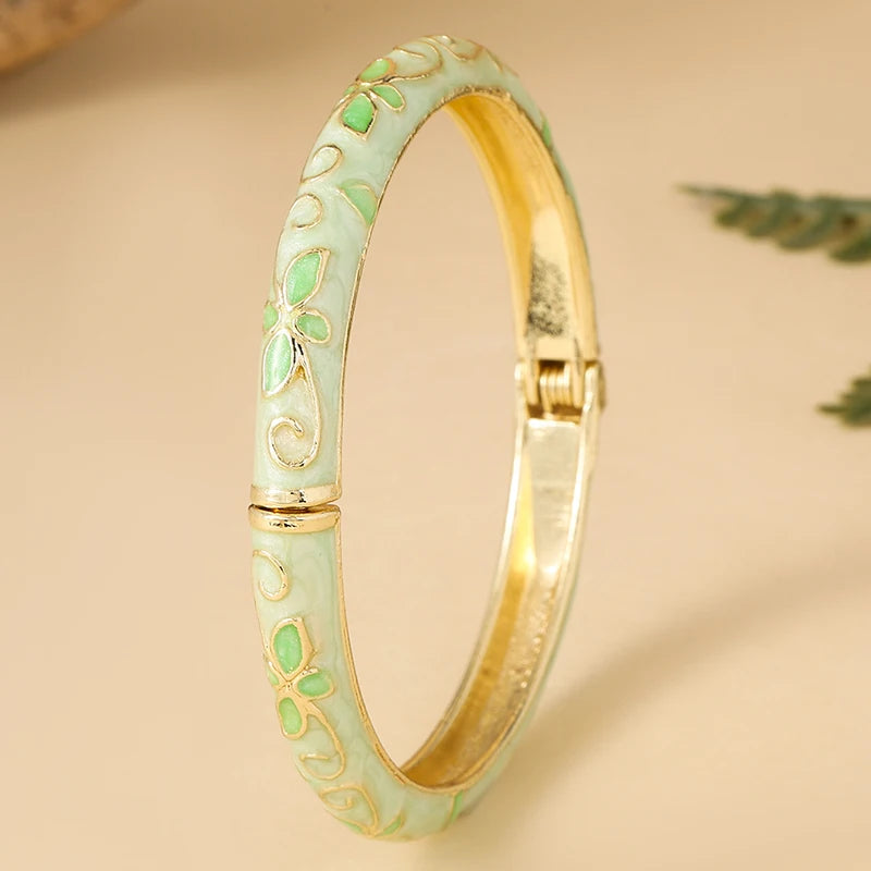 FTCY Fine Four-leaf clover bracelet For Women Bohemian Ethnic Enamel Bracelet Cloison alternate view