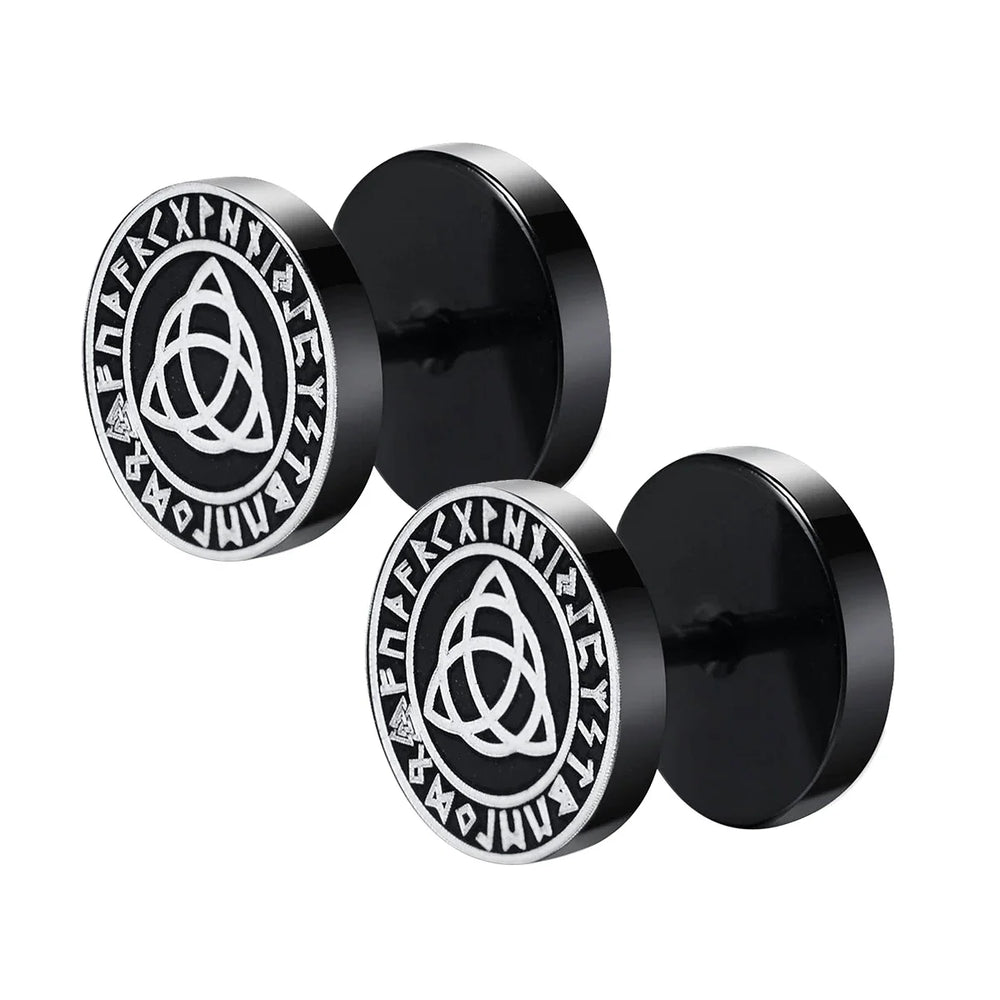 Gothic Norse Viking Runes Stud Earrings for Men Boys,Rock Punk Stainless Steel Valk additional angle