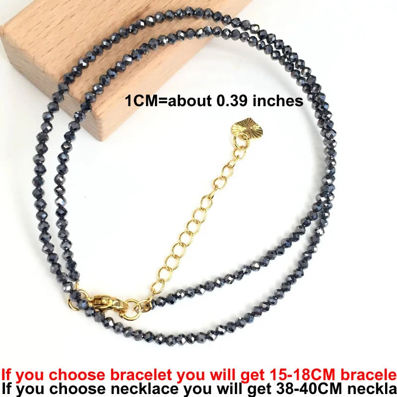 Faceted Gemstone Beaded Necklace and Bracelet Set | Natural Crystal Choker Jewelry additional angle