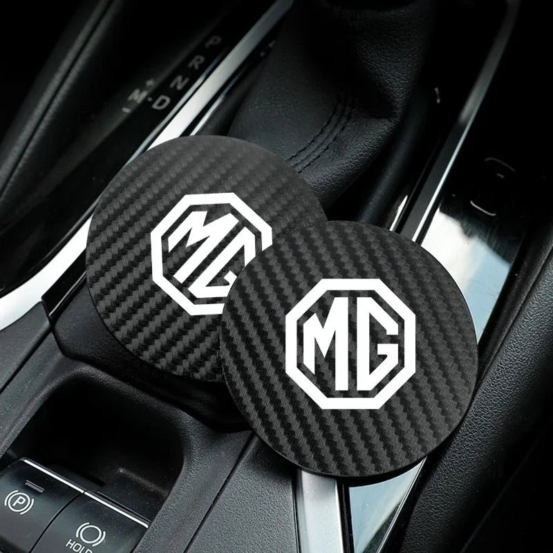 2Pcs Car Coasters Carbon Fiber Cup Holder Mat | Interior Accessories for MG Models detail view