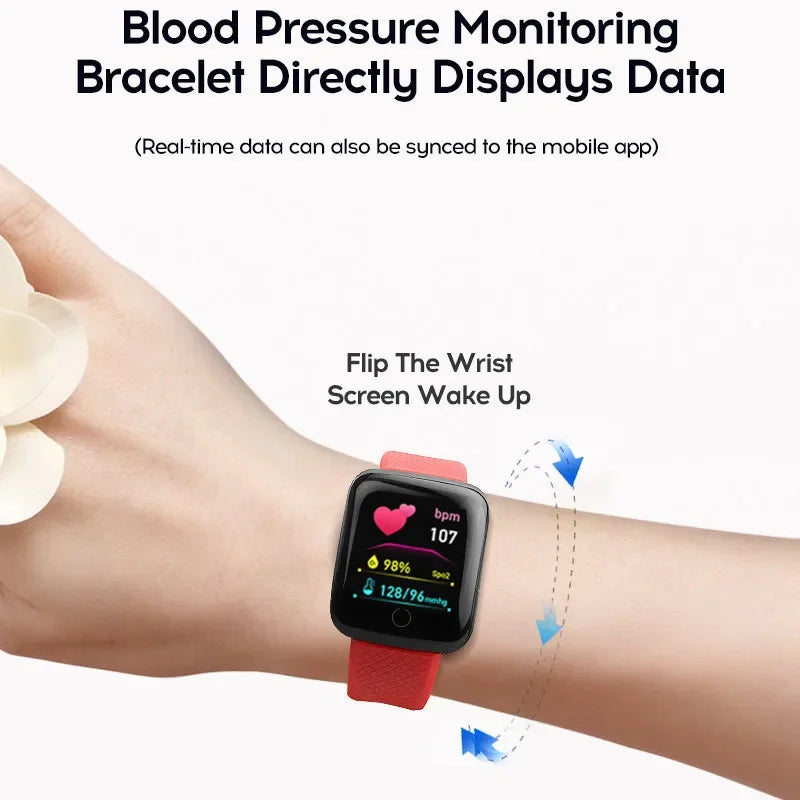 116Plus Smart Watch for Men Women Kids Gift Message Remind Music Control Sport Step Ca close-up view