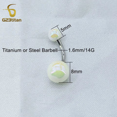 Fashion Titanium Steel Barbell Belly Button Rings 6-16mm Colorful Acrylic Ball Piercin close-up view