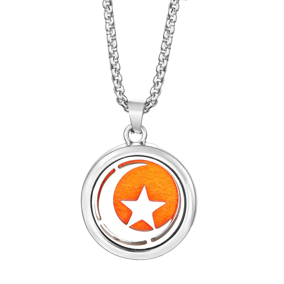 20mm Pattern Insert Perfume Pad Locket Necklace | Stainless Steel Aromatherapy Pend additional angle