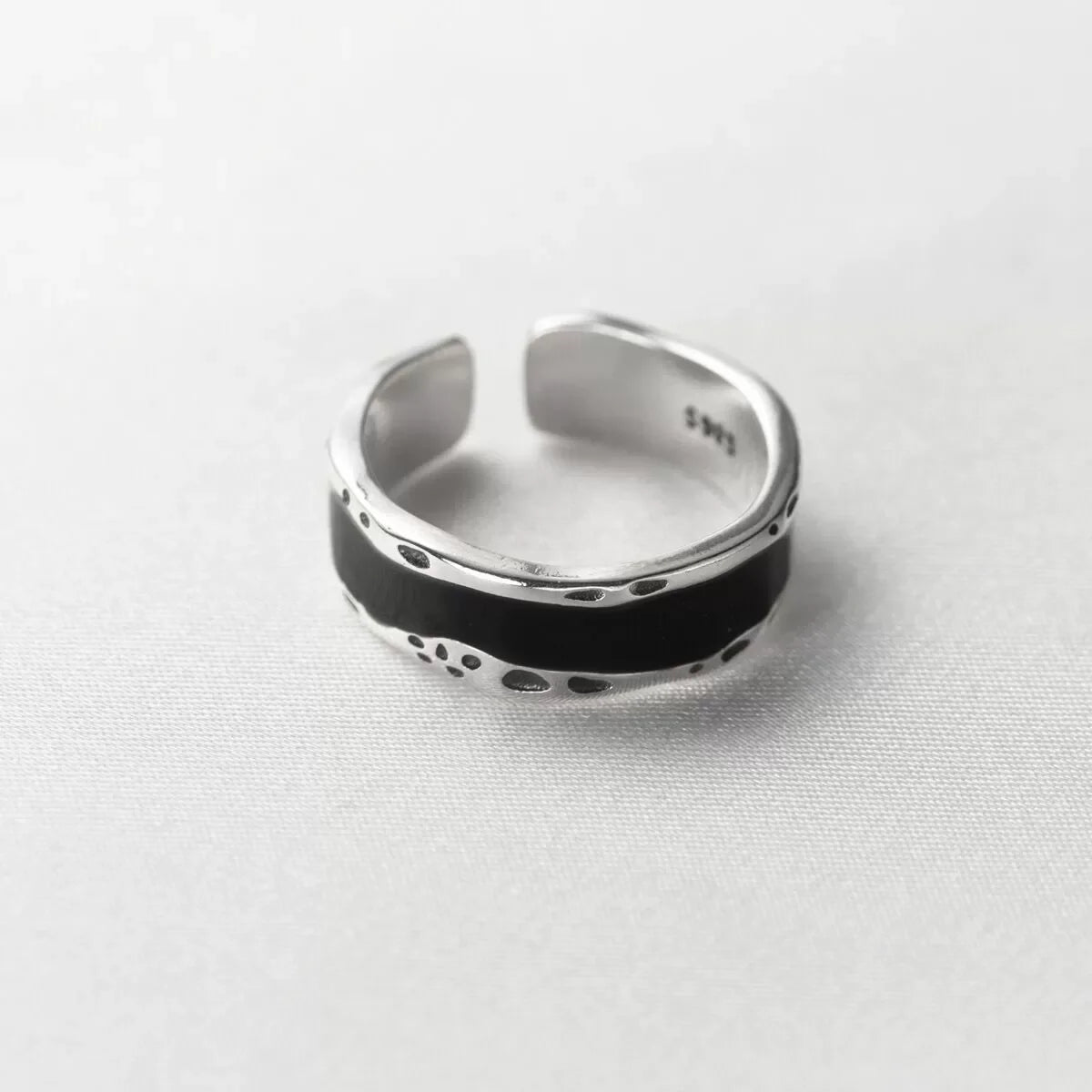 VENTFILLE 925 Sterling Silber gewölbter, breiter geometrischer Punk-Ring | Asymmetrischer Cocktail-Schmuck