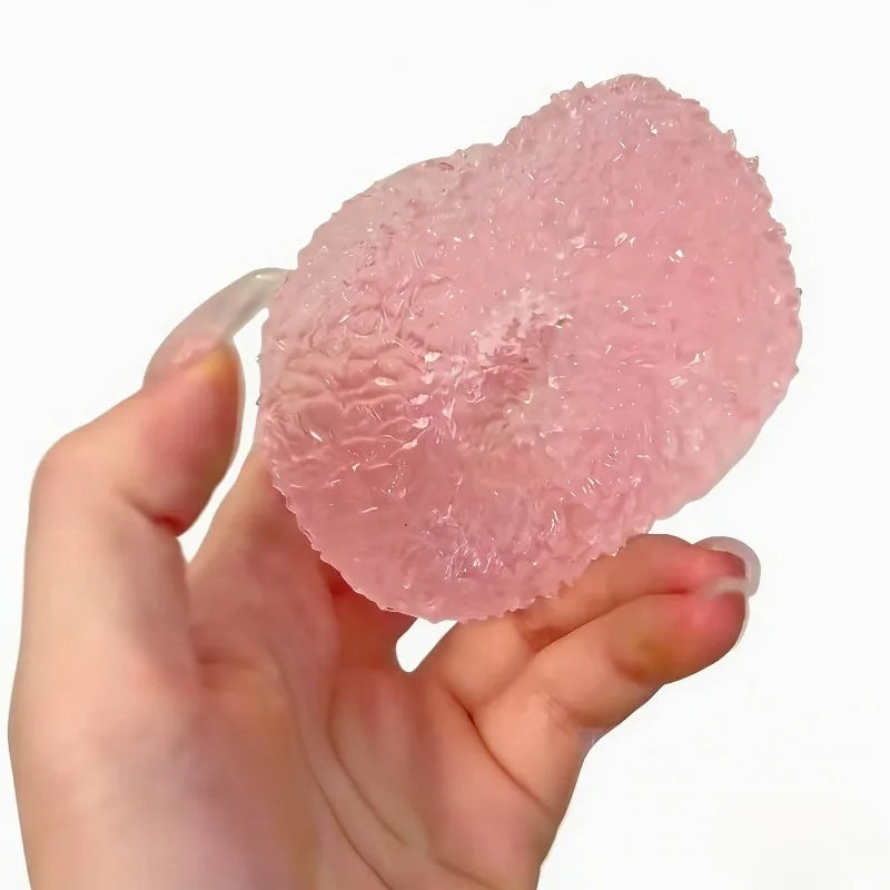 Squishy Ice Ball Maltose Fidgets Toy Super Soft Pink Mochi Slow-rebound Squeeze Toy An close-up view