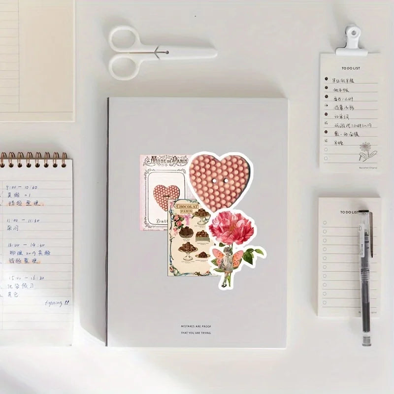 50pcs Cute Pink Cartoon Stickers | Aesthetic Decals for Laptop, Scrapbook, and Statio alternate view