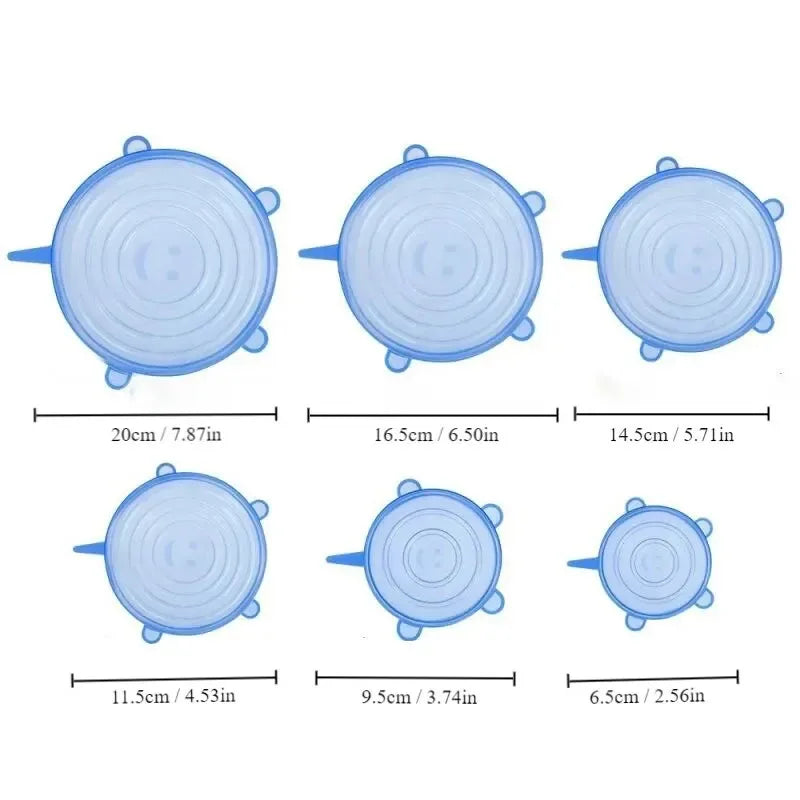 6pcs Reusable Silicone Stretch Lids For Food Bowls - Multifunctional Fruit And Vege additional angle