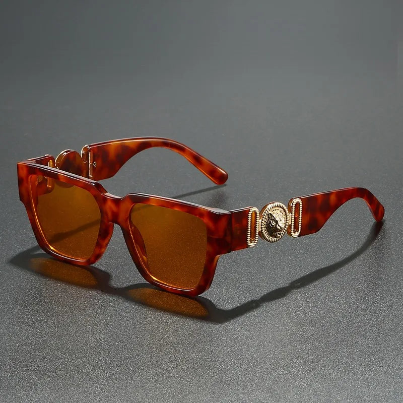 Square Leopard Print Sunglasses | UV400 Protection Travel Sunglasses lifestyle view