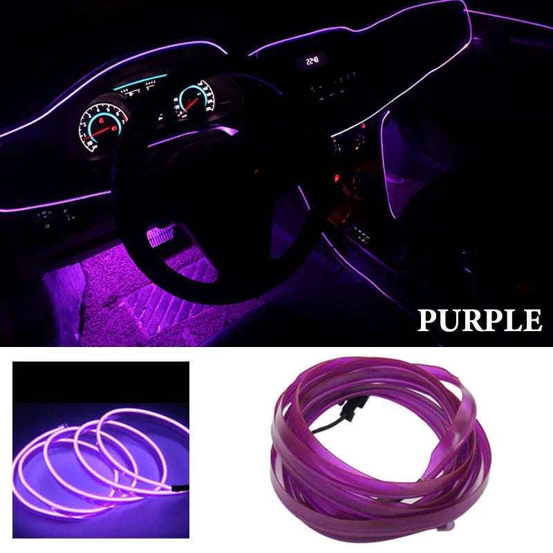 1M/2M/3M/5M Car Interior Led Decorative Lamp EL Wiring Neon Strip For Auto DIY Flexible detail view