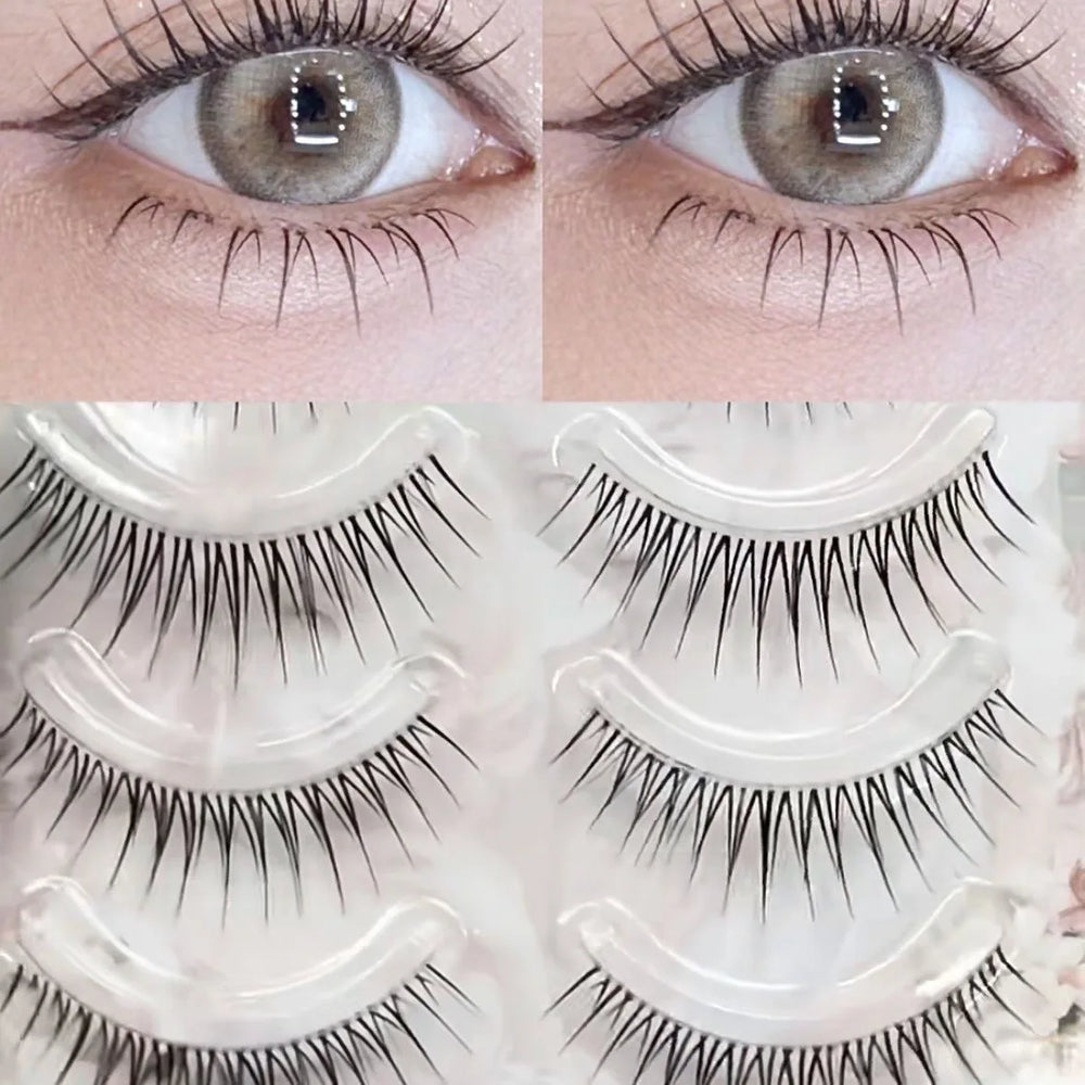 5 Pairs Short False Eyelashes Hard Stem Natural Look Daily Wear | Nude Makeup Lashes detail view