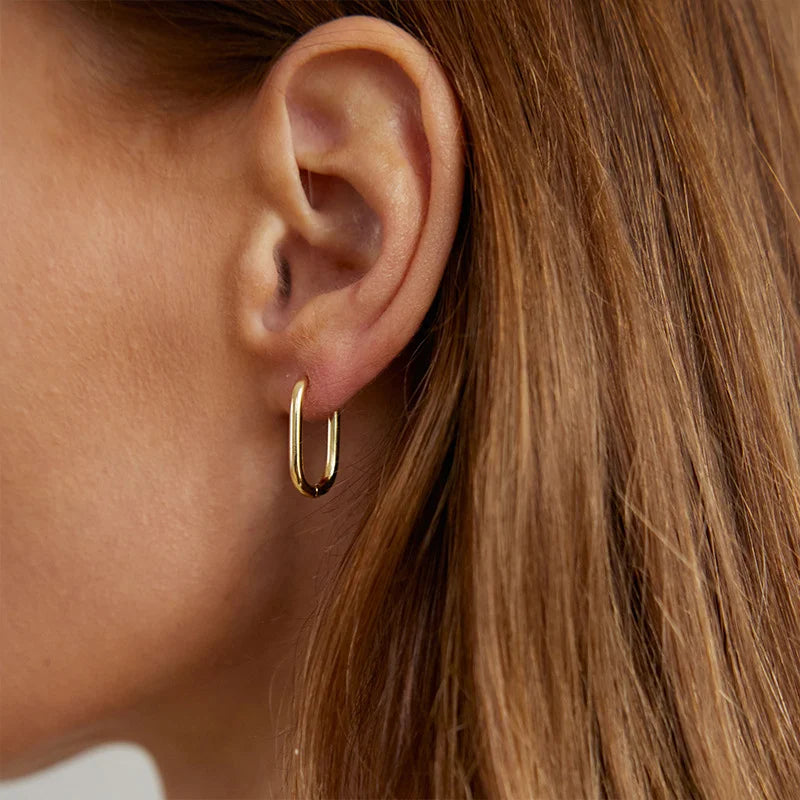 LUXUKISSKIDS Fashion Oval Hoop Earrrings Stainless Steel Elliptic Shape Silver/Gold Color 20MM Big Round Clips Smooth Mental Ear