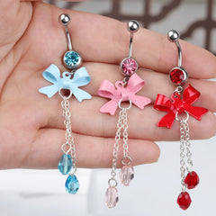 2024 New Belly Button Ring - Creative Butterfly Chain Crystal Navel Piercing Jewelry, St detail view