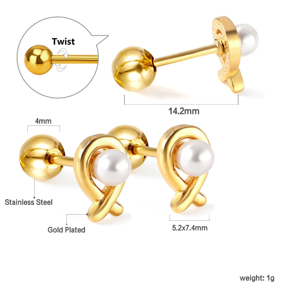 LUXUSTEEL Mini Cute Stainless Steel Stud Earrings Women Girls Heart Butterfly Rabbit lifestyle view