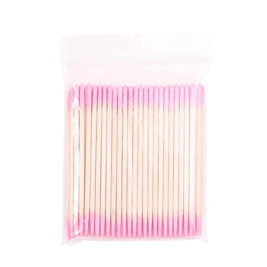 100Pcs Double-Ended Cotton Swabs Fine Pointed Tips for Nail Art Makeup Eyeliner Correcti detail view