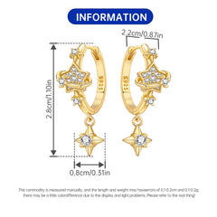Original 925 Sterling Silver Planet Starlight Earrings Fashion 18K Gold Hoop Earring f close-up view
