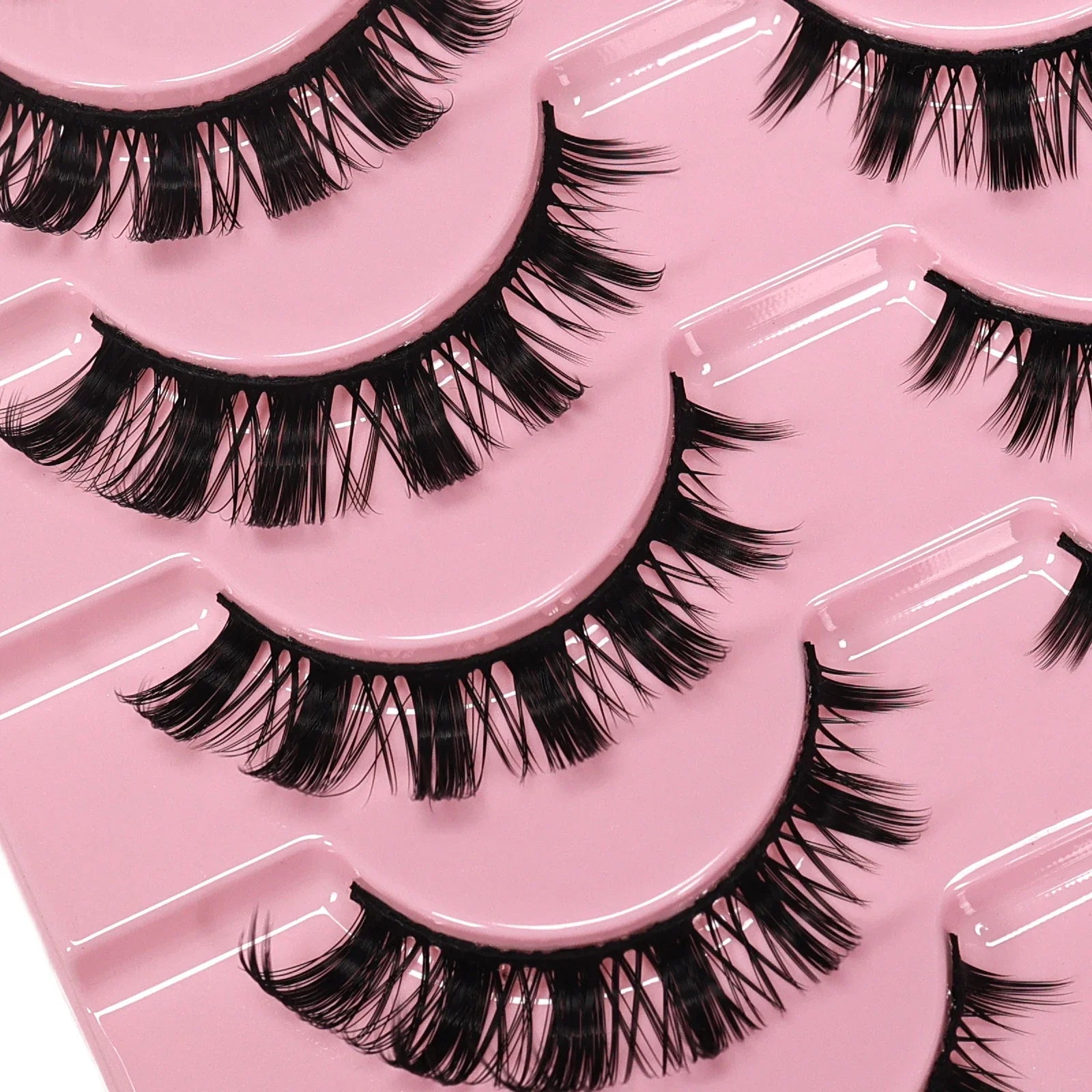 10 Pairs Messy Fluffy Russian False Eyelashes DD Deep Curl Hybrid Faux Mink Volume Strip detail view