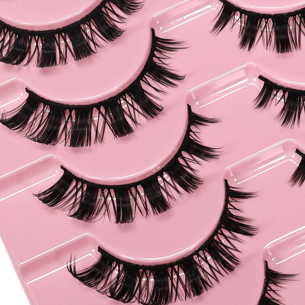 10 Pairs Messy Fluffy Russian False Eyelashes DD Deep Curl Hybrid Faux Mink Volume Strip detail view