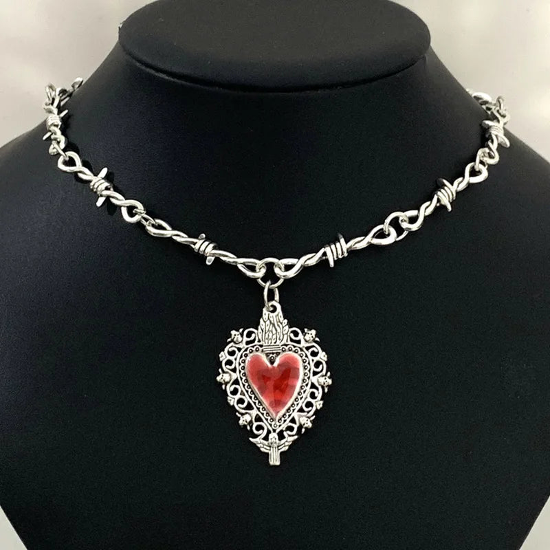 Barbed Wire Choker Necklace | Gothic Punk Thorns Chain for Women additional angle