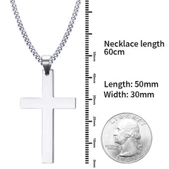 Fashion Stainless Steel Cross Pendant Necklace For Women Men Link Chain Charm Necklace close-up view