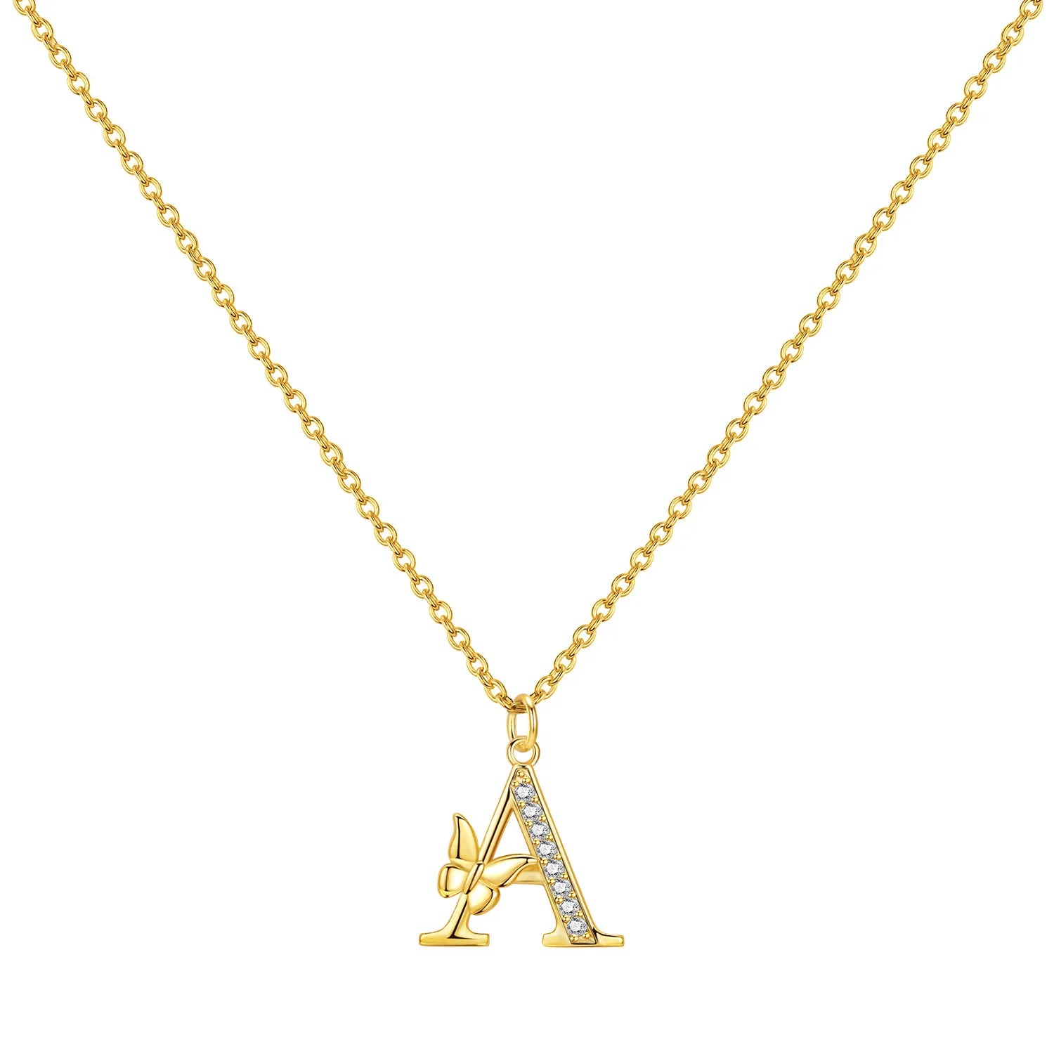 925 Sterling Silver Butterfly Initial Necklace | 26 Letter Y-Shaped Pendant for Women alternate view