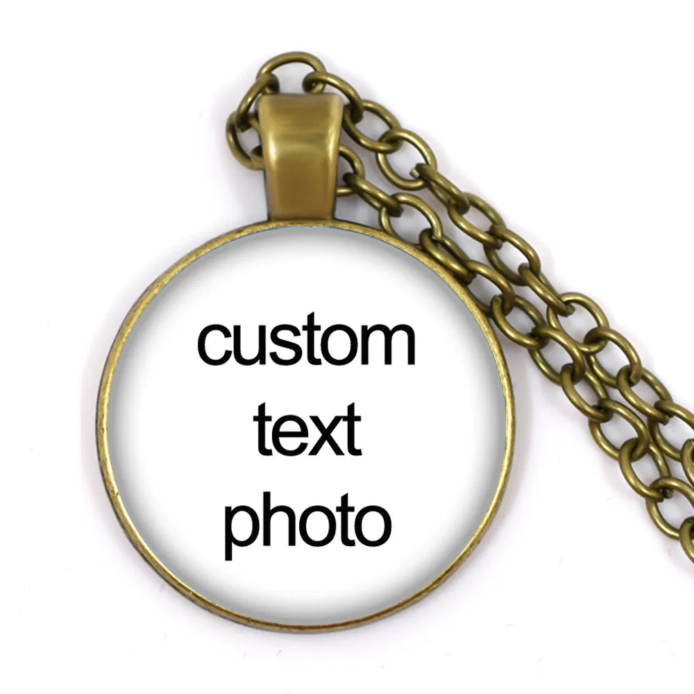 Custom Photo Necklace Crystal Angel Wing Personalized Glass Cabochon Pendant Necklace close-up view