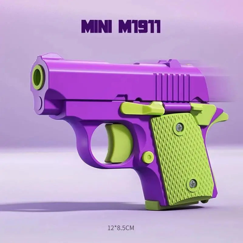 3D Printed Gravity Fidget Stress Relief Mini Pistol Toy | Manual Burst Decompression T close-up view