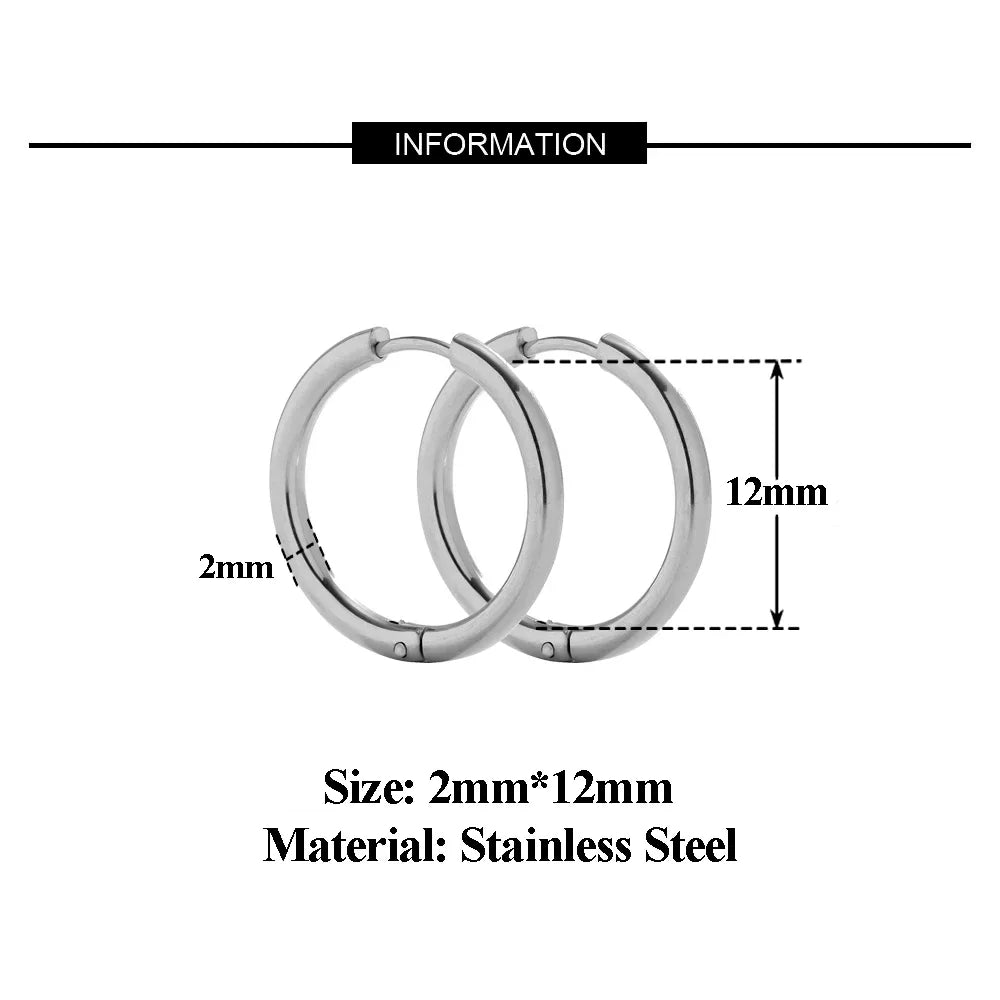 10pcs 18K PVD Gold Plated Stainless Steel Hoop Earrings Women Earrings Men Punk Hiphop close-up view
