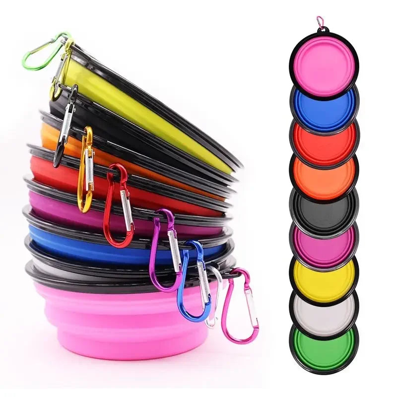 Collapsible Pet Silicone Dog Bowl | Portable Travel Food and Water Bowl with Carabine lifestyle view