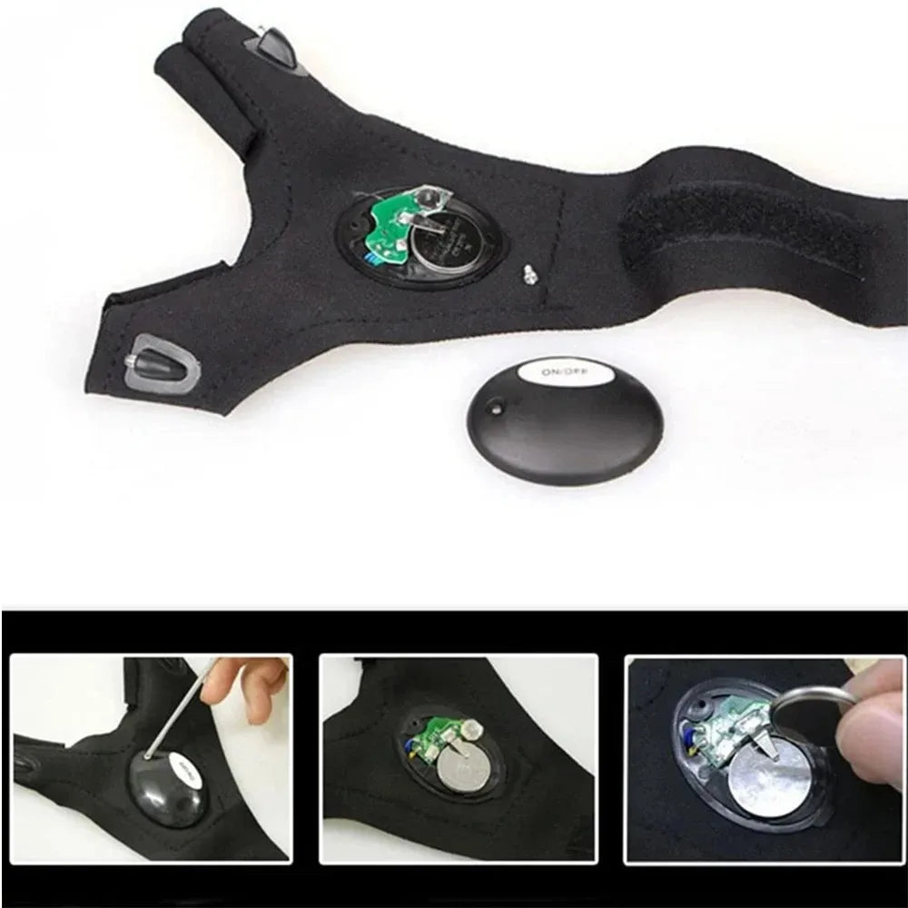 LED Flashlight Gloves | Waterproof Fingerless Illumination Gloves for Running, Cyclin alternate view