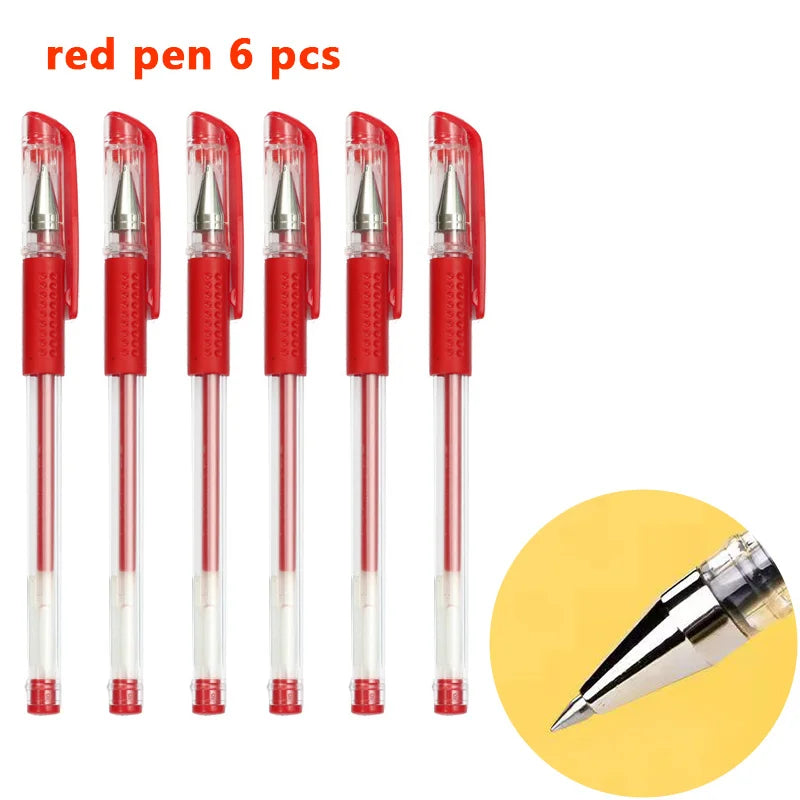Pens Set Black Blue Red Refill Gel Pen Bullet Tip 0.5mm School additional angle