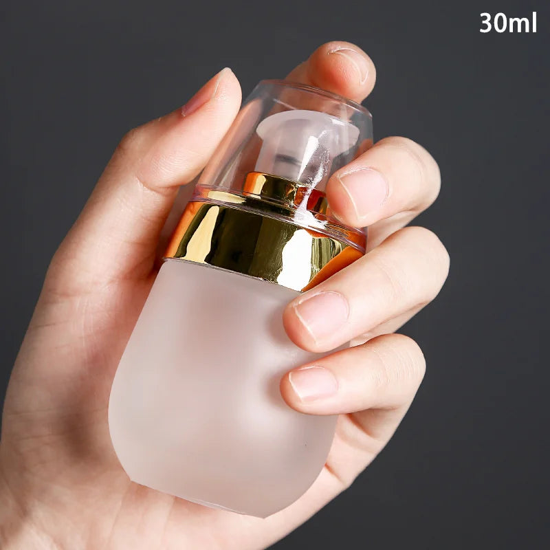 30ml Empty Refillable Frosted Glass Vacuum Bottle | Travel Cosmetic Pump Container alternate view