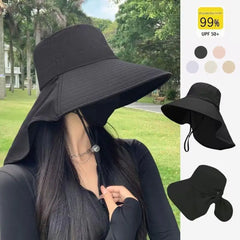 Wide Brim Sun Hat with Neck Flap | UV Protection Fisherman Hat for Outdoor Travel close-up view