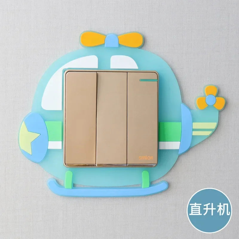 Luminous Silicone Switch Cover | Kawaii Cartoon Animal 3D Sticker for Kids Room lifestyle view