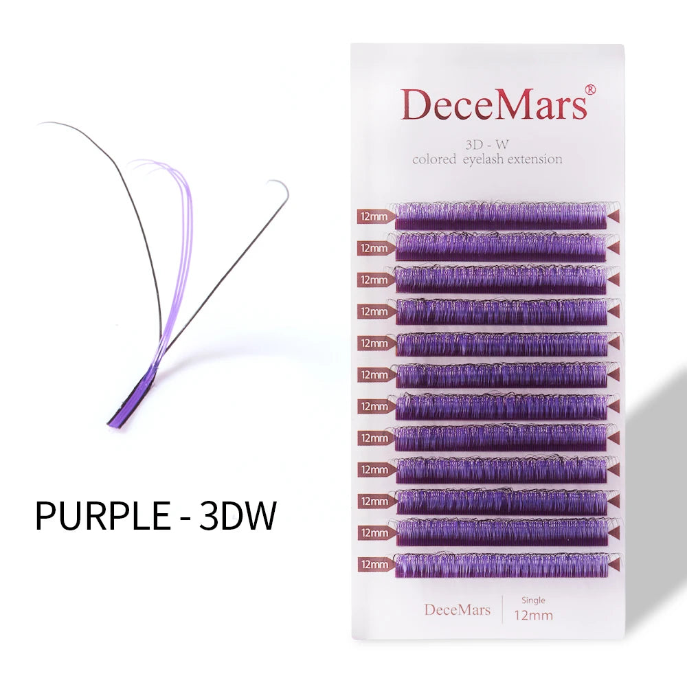 DeceMars 3D W-Shaped Colored Eyelashes | Salon-Grade Lash Extensions close-up view