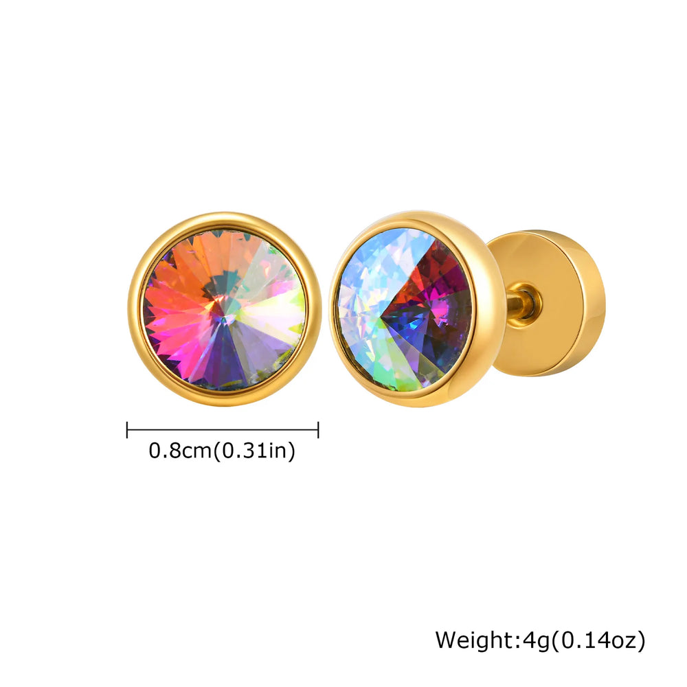 Anti Allergy Round Zircon Stud Earring for Men,AAA CZ Stone Stainless Steel Ear Stud, alternate view
