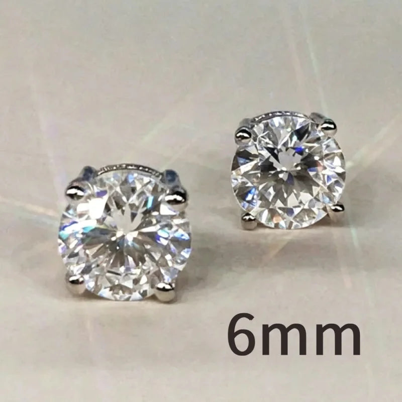 Huitan Round Cubic Zirconia Crystal Stud Earrings Women/Men Daily Wear Accessories Sim close-up view