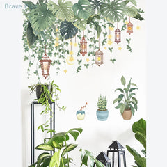 Green Leaves Wall Stickers | Tropical Vinyl Decals for Home Decor detail view