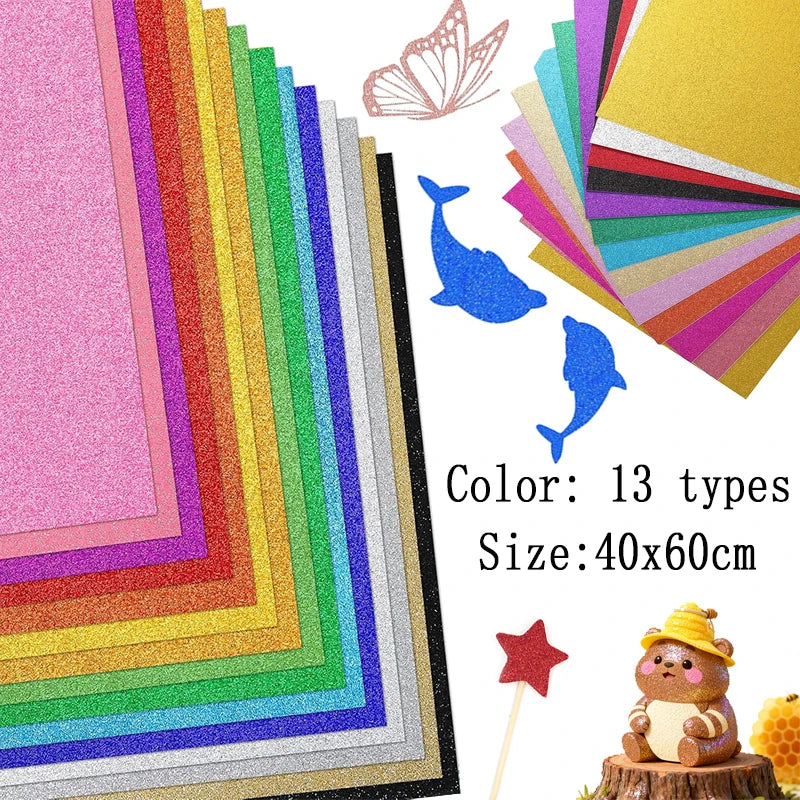 Glitter Foam Paper Sparkles Paper 40cmx60cm Without Glue for Children's Craft Activities DIY Cutters Flash Handcraft Foam Paper