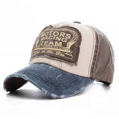 Washed Cotton Damage Finish Baseball Cap | Unisex Adjustable Snapback Hat for Vintage close-up view