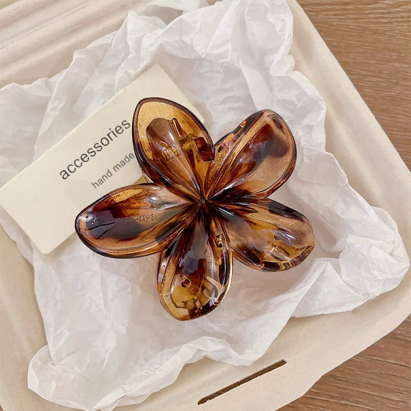 Korean Hawaiian Gradient Flower Hair Claw Clip For Women Girl Fashion Plastic Non Sli alternate view