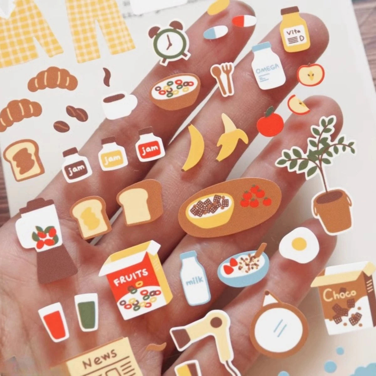 Korean Import Suatelier Good Morning Breakfast Stickers Scrapbooking Diy Journaling additional angle