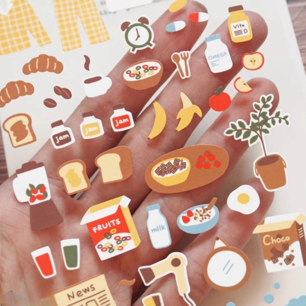 Korean Import Suatelier Good Morning Breakfast Stickers Scrapbooking Diy Journaling additional angle