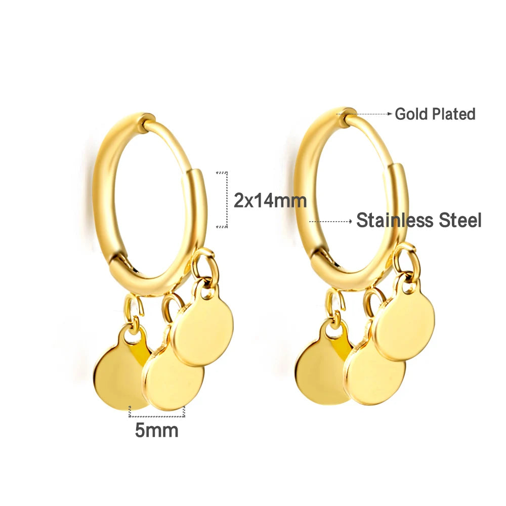 LUXUSTEEL Trendy Cross Women's Stainless Steel Hoop Earrings Colorful Metal Stud Drop Earrings Fashionable Jewelry Gift